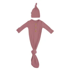 Knotted Gown With Hat Set 19 Knotted Gown With Hat Set -Tiny Baby Essentials Store 2301DU