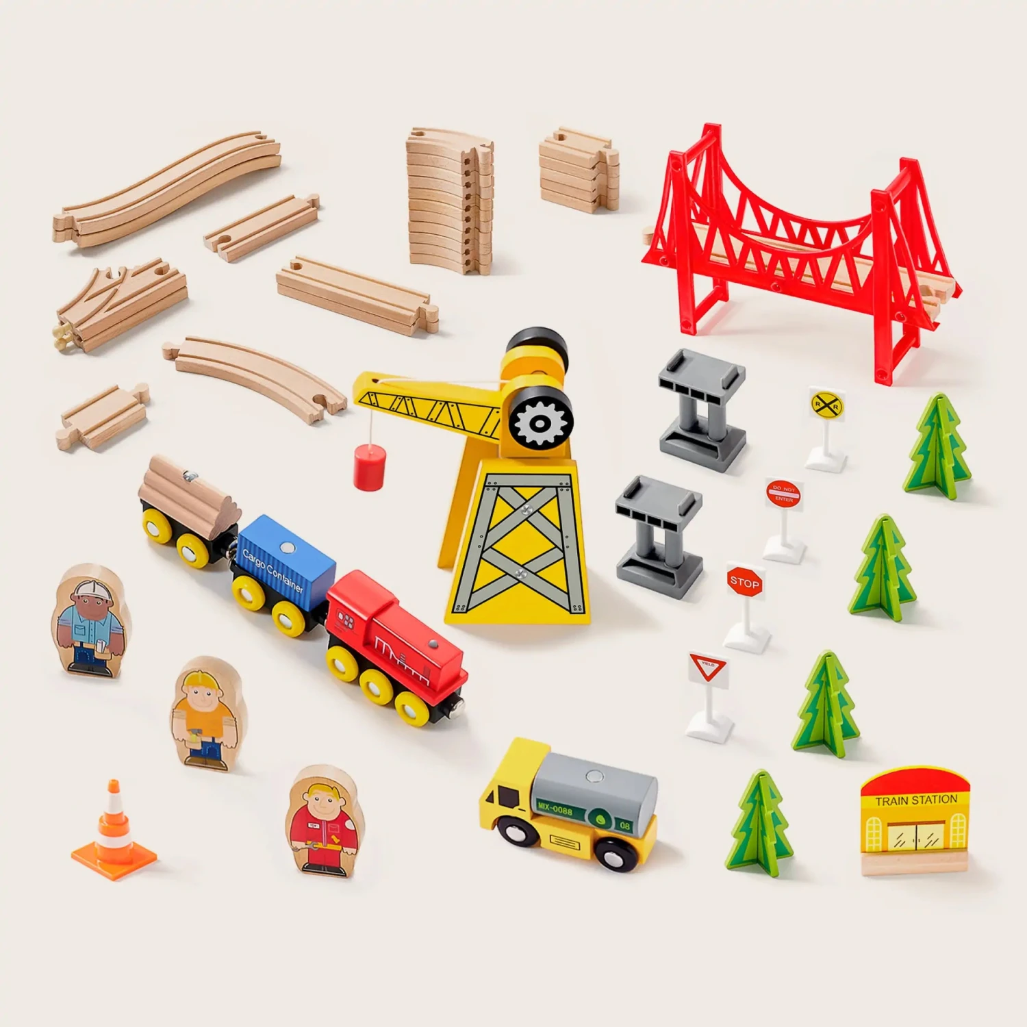 Wooden Track Trains 55 Pcs 3 Wooden Track Trains 55 Pcs - Image 3