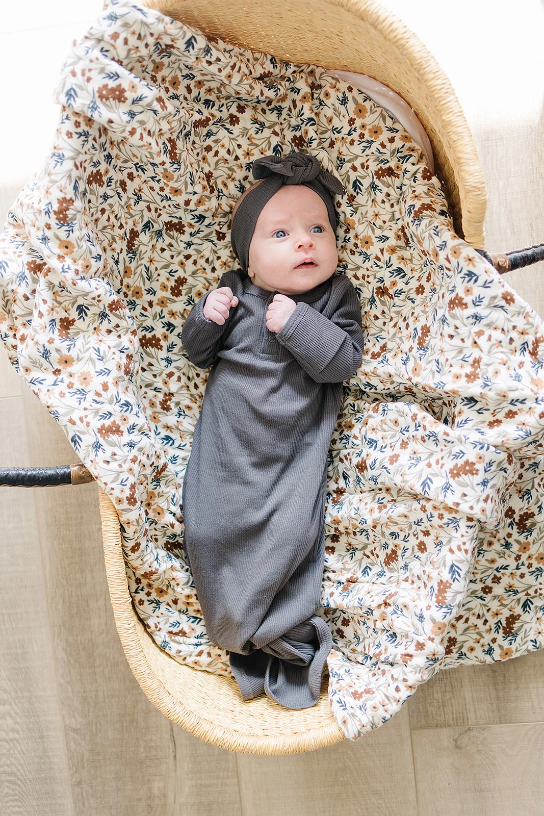 Organic Cotton Ribbed Knot Gown | Charcoal 2 Organic Cotton Ribbed Knot Gown | Charcoal - Image 2