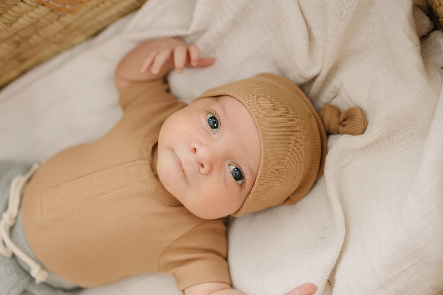 Organic Ribbed Newborn Knot Hat | Cafe 3 Organic Ribbed Newborn Knot Hat | Cafe - Image 3