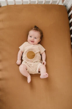 Bamboo Stretch Crib Sheet | Mustard -Tiny Baby Essentials Store 3U6A6264 websize