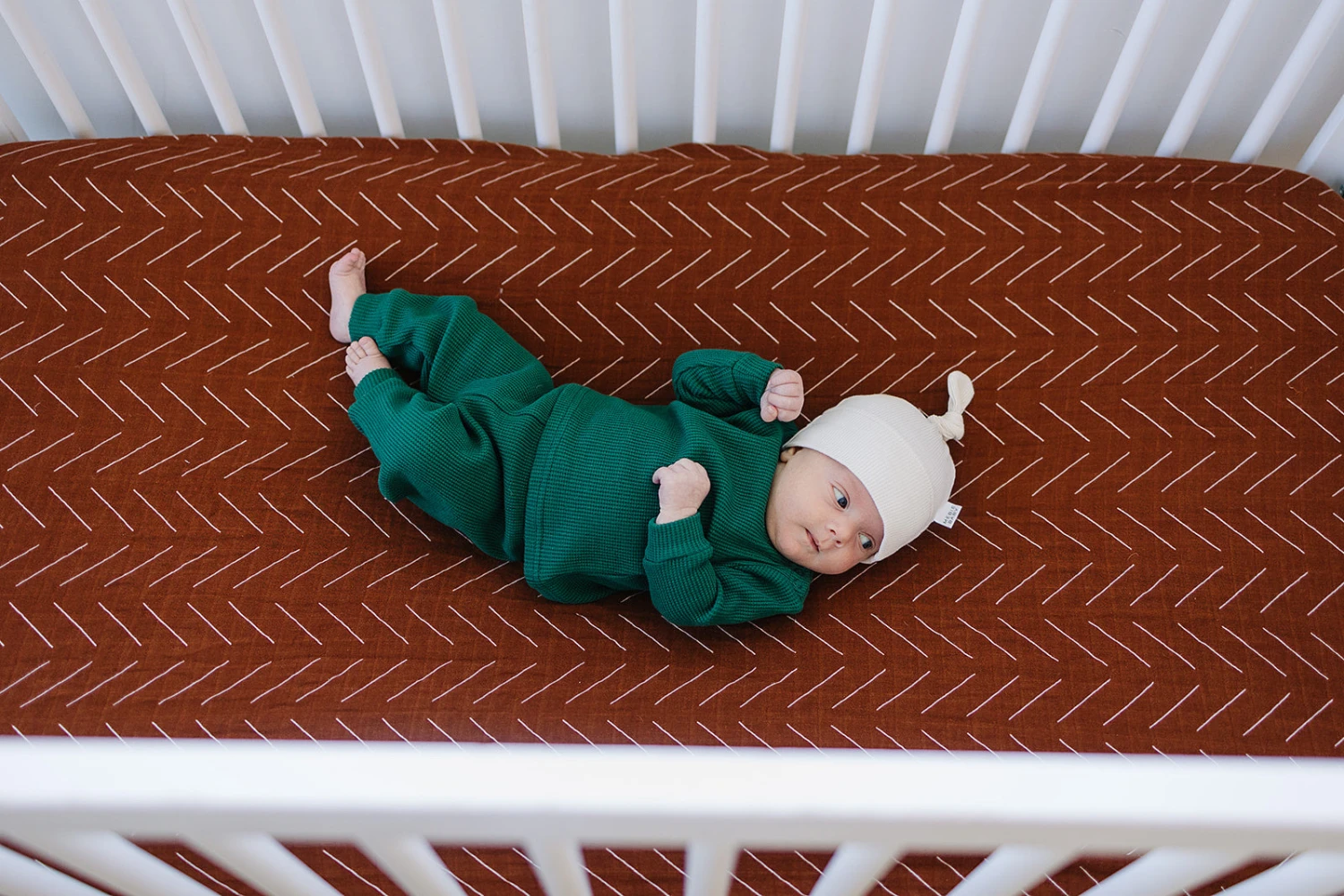 Muslin Crib Sheet | Rust Mudcloth 4 Muslin Crib Sheet | Rust Mudcloth - Image 4