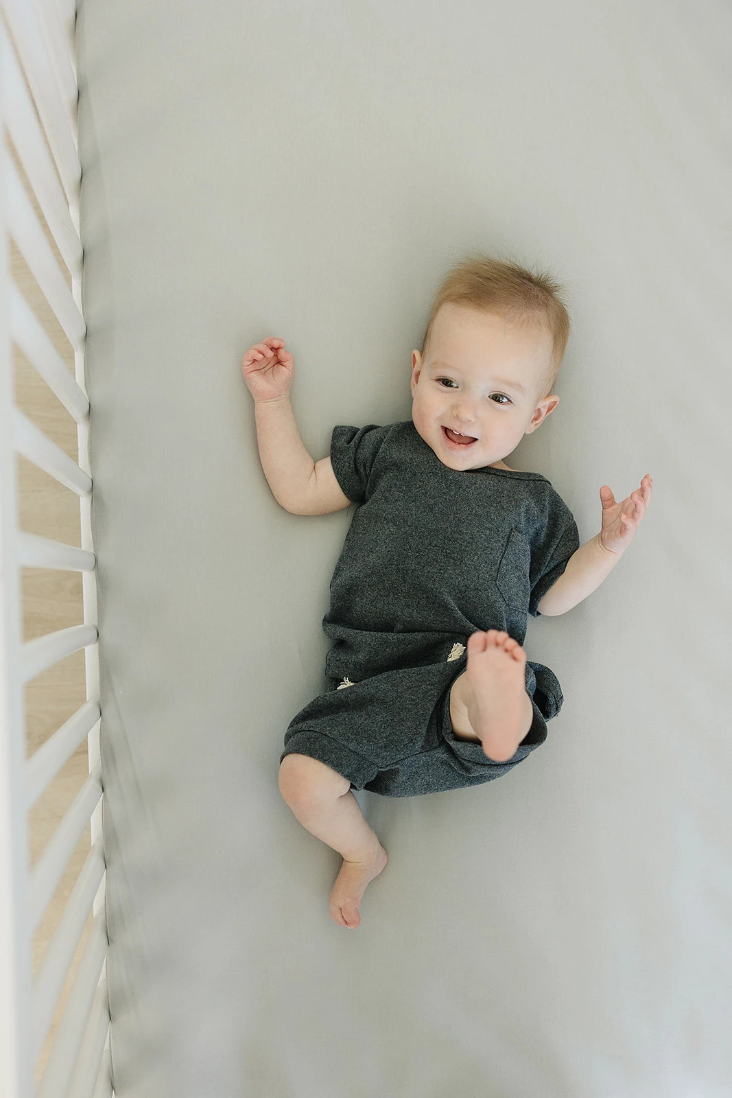 Bamboo Stretch Crib Sheet | Stone 5 Bamboo Stretch Crib Sheet | Stone - Image 5
