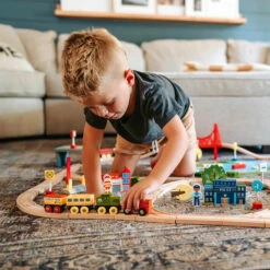 Wooden Train Set 110 Pcs 12 Wooden Train Set 110 Pcs -Tiny Baby Essentials Store 3 2