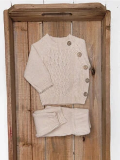 Sasha Cotton Knit 2pc Shirt And Pants Baby Outfit Set