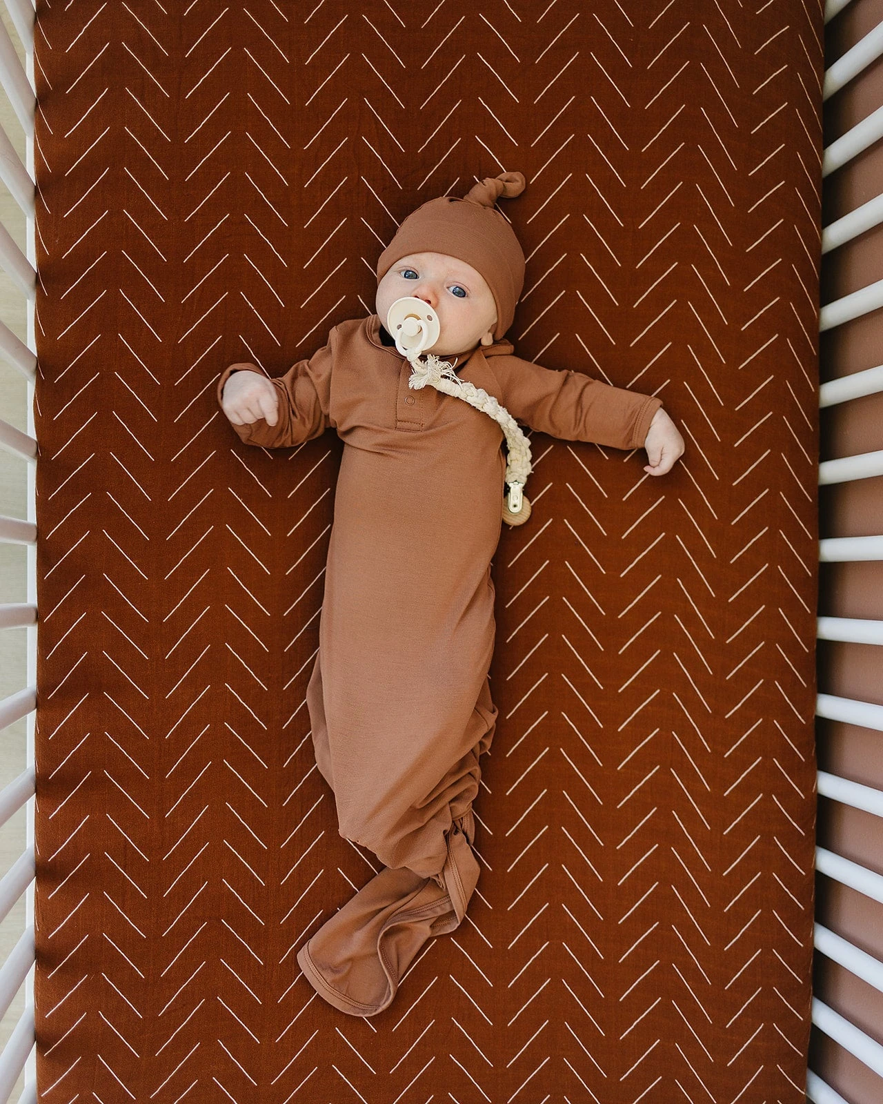 Muslin Crib Sheet | Rust Mudcloth 3 Muslin Crib Sheet | Rust Mudcloth - Image 3