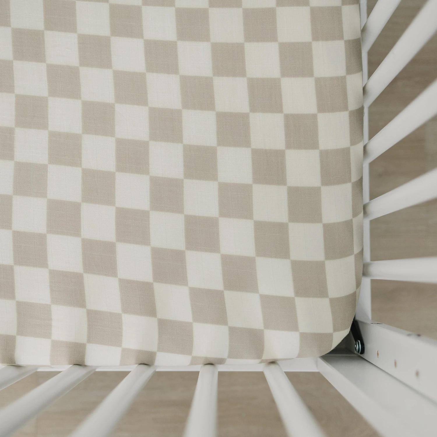 Muslin Crib Sheet | Taupe Checkered 1 Muslin Crib Sheet | Taupe Checkered