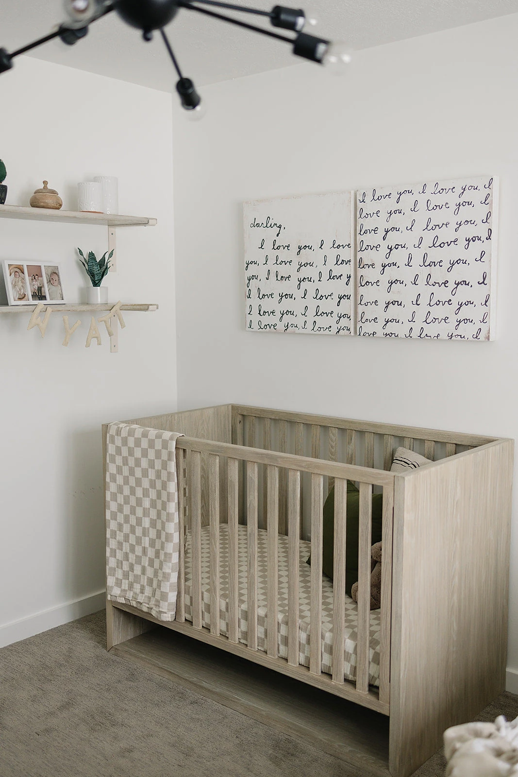 Muslin Crib Sheet | Taupe Checkered 2 Muslin Crib Sheet | Taupe Checkered - Image 2