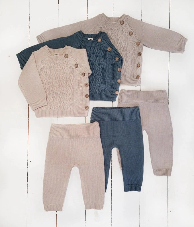 Sasha Cotton Knit 2pc Shirt And Pants Baby Outfit Set 2 Sasha Cotton Knit 2pc Shirt And Pants Baby Outfit Set - Image 2