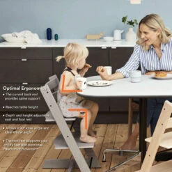 Tripp Trapp High Chair² With Cushion + Stokke Tray -Tiny Baby Essentials Store 661700 Black 8