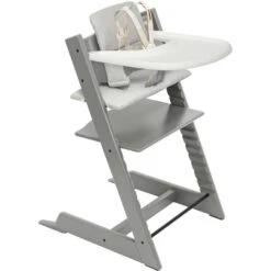 Tripp Trapp High Chair² With Cushion + Stokke Tray -Tiny Baby Essentials Store 662000 Storm Grey Lead Image
