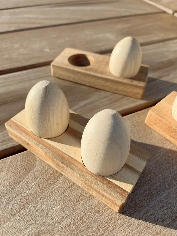 Wooden Egg Shakers With Stand 4 Wooden Egg Shakers With Stand - Image 4