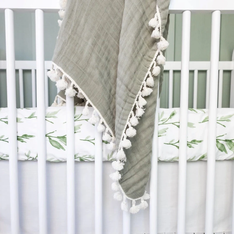 Parker Leaf Fitted Crib Sheet | Leaf 2 Parker Leaf Fitted Crib Sheet | Leaf - Image 2