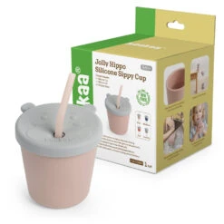 Haakaa Jolly Hippo Silicone Sippy Cup 1 Pk -Tiny Baby Essentials Store BHK151 PKG 3