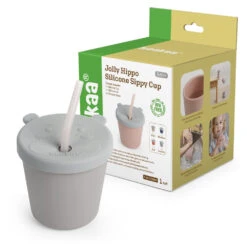 Haakaa Jolly Hippo Silicone Sippy Cup 1 Pk -Tiny Baby Essentials Store BHK151 PKG 4