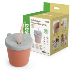 Haakaa Jolly Hippo Silicone Sippy Cup 1 Pk -Tiny Baby Essentials Store BHK151 PKG 5
