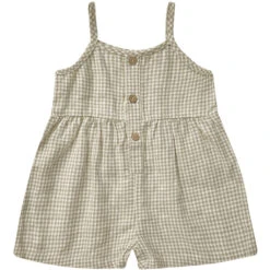 Button Romper | Sage Gingham