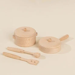Wooden Pots And Pans Playset -Tiny Baby Essentials Store Coco Village Pots and Pans Wooden Toys for kids
