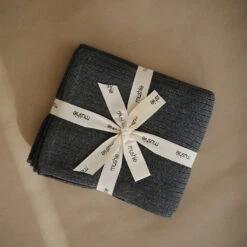 Mushie Baby Blanket | Knitted Ribbed -Tiny Baby Essentials Store DarkGreyMelangeProduct1