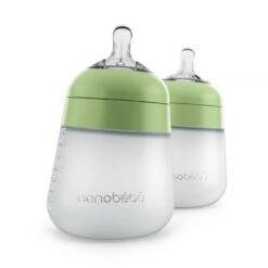 Nanobébé US Flexy Silicone Baby Bottle -Tiny Baby Essentials Store Flexy Bottle 9oz 01Sage 2 Pack