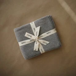 Mushie Baby Blanket | Knitted Ribbed -Tiny Baby Essentials Store GreyMelangeProduct1