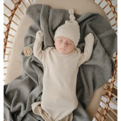 Mushie Baby Blanket | Knitted Ribbed -Tiny Baby Essentials Store GreyMelangeone1