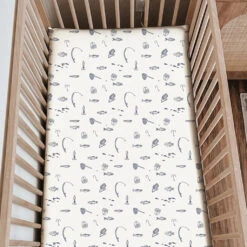 Bamboo Crib Sheet 16 Bamboo Crib Sheet -Tiny Baby Essentials Store Gunamuna gone fishing patterned fitted bamboo crib sheets