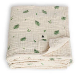 Organic Cotton Muslin Large Quilt Blanket | Fern