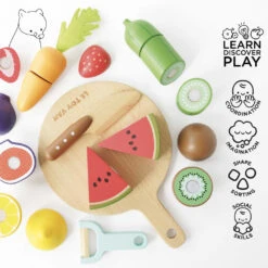 Le Toy Van Wooden Chopping Board & Food 12 Le Toy Van Wooden Chopping Board & Food -Tiny Baby Essentials Store Le Toys Van Cutting board and Silceable food wooden toy