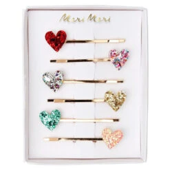 Meri-Meri Hair Slide Pins 16 Meri-Meri Hair Slide Pins -Tiny Baby Essentials Store MERIMERIhairslideglitterhearts