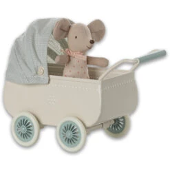 Maileg Pram With Baby Mouse | Mint