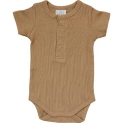 Organic Cotton Ribbed Snap Bodysuit | Cafe