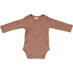 Organic Snap Long Sleeve Ribbed Bodysuit | Dusty Rose