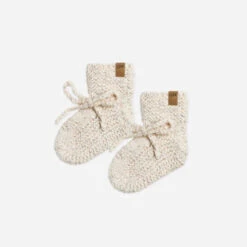 Organic Knit Booties -Tiny Baby Essentials Store QM068NACK NATURAL SPECKLED 1