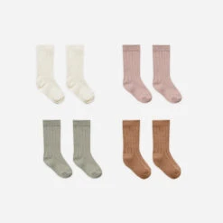 Socks Set Of Four | Natural, Mauve, Basil, Cinnamon