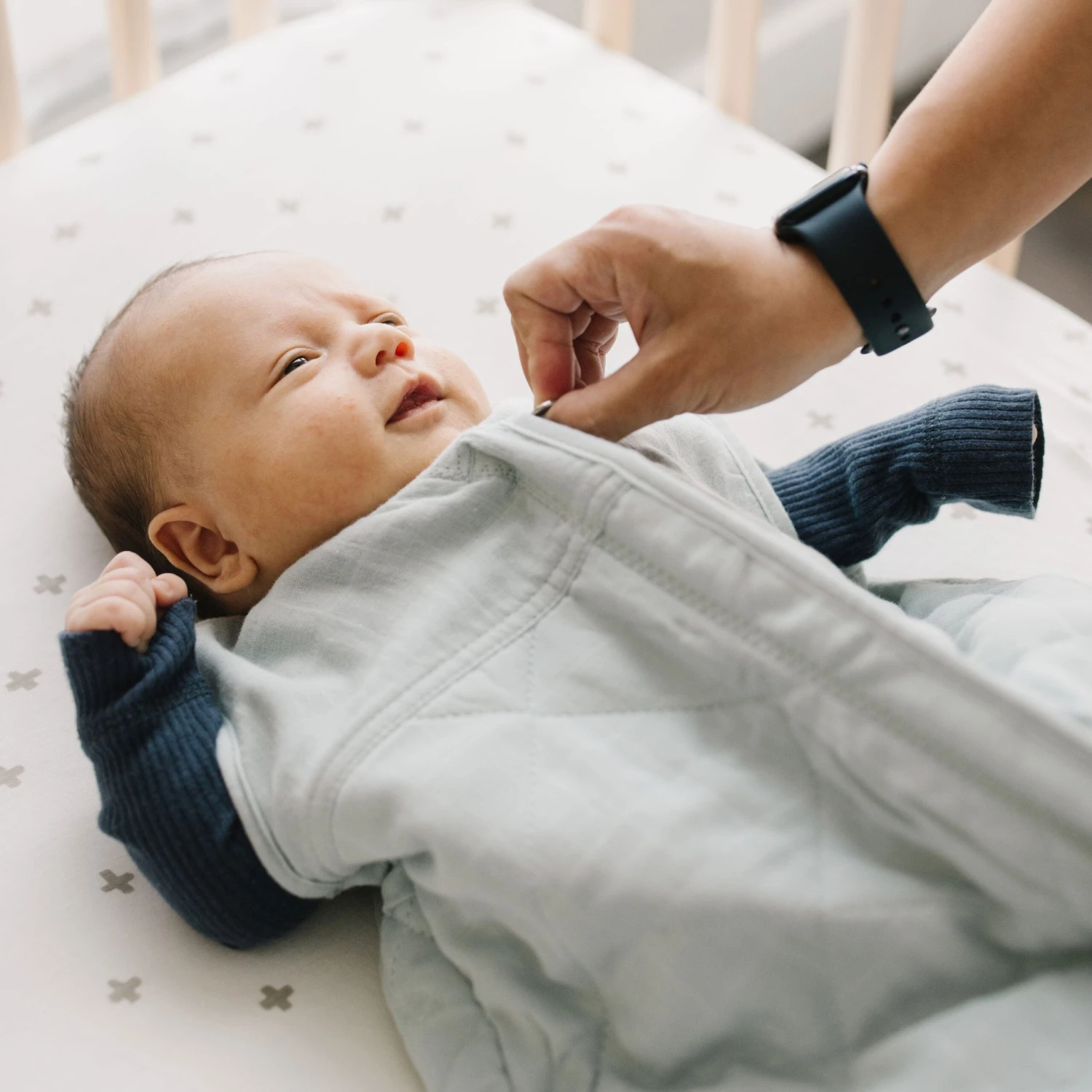 Cotton Muslin Quilted Sleep Bag - Sea Salt 5 Cotton Muslin Quilted Sleep Bag - Sea Salt - Image 5