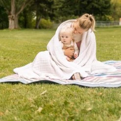 Cotton Muslin Quilted Throw - Tan Gingham -Tiny Baby Essentials Store QuiltedThrowBlanket TanGingham3