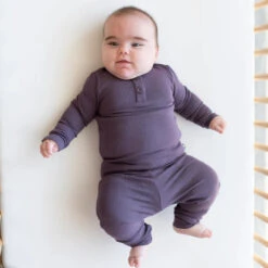 Ribbed Infant Henley Set -Tiny Baby Essentials Store Ribbed Infant Henley Set in Currant 02