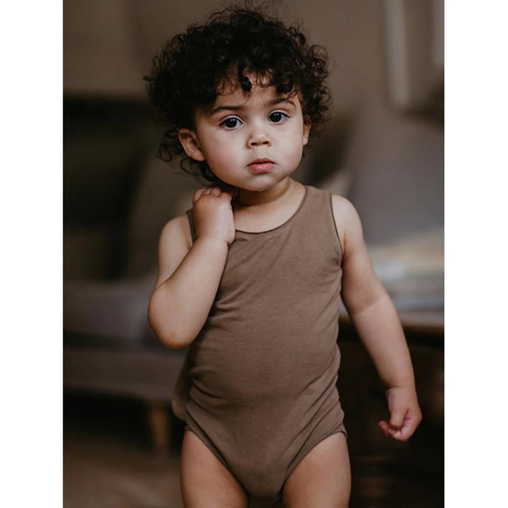 Sleeveless Onesie | Grey Melange 2 Sleeveless Onesie | Grey Melange - Image 2