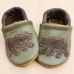 Baby Leather Shoes With Design -Tiny Baby Essentials Store STARRYKNIGHTmoccasinsmossbear