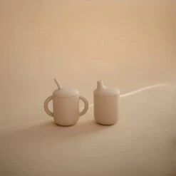 Mushie Silicone Training Cup + Straw -Tiny Baby Essentials Store Shifting sand mushie cup