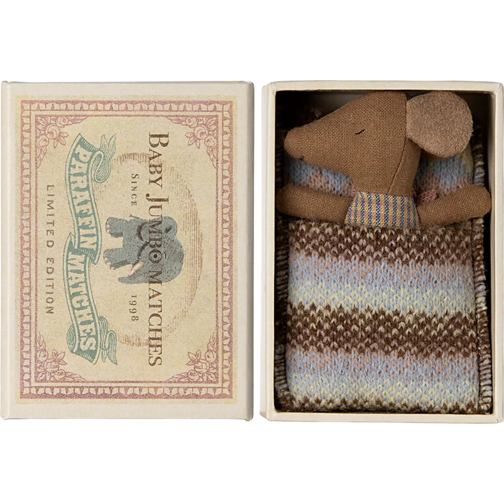 Maileg Sleepy Wakey Baby Mouse In Matchbox 4 Maileg Sleepy Wakey Baby Mouse In Matchbox - Image 4