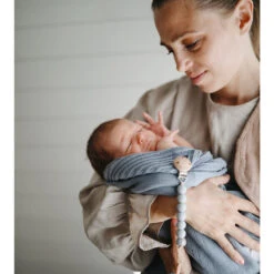 Mushie Baby Blanket | Knitted Ribbed -Tiny Baby Essentials Store SmokeKnittedBlanket1