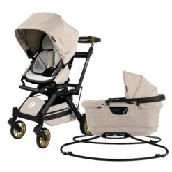 Orbit Baby Stroll & Sleep Travel System -Tiny Baby Essentials Store Stroll Sleep Melange Flax Black Luxe 01