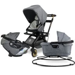 Orbit Baby Stroll, Sleep, & Ride Travel System -Tiny Baby Essentials Store Stroll Sleep Ride Melange Grey Black Luxe 01