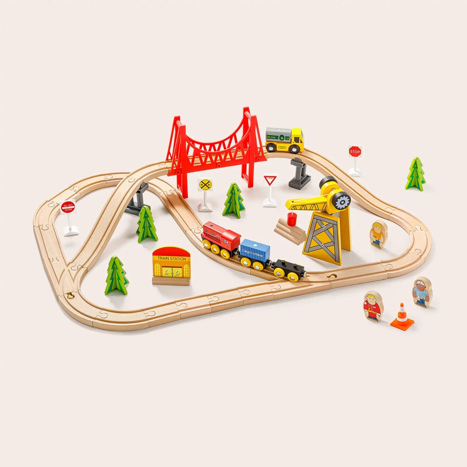 Wooden Track Trains 55 Pcs 1 Wooden Track Trains 55 Pcs