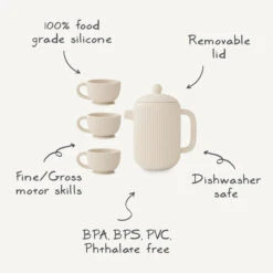 Mushie Silicone Tea Play Set 13 Mushie Silicone Tea Play Set -Tiny Baby Essentials Store Tea Playset infographic
