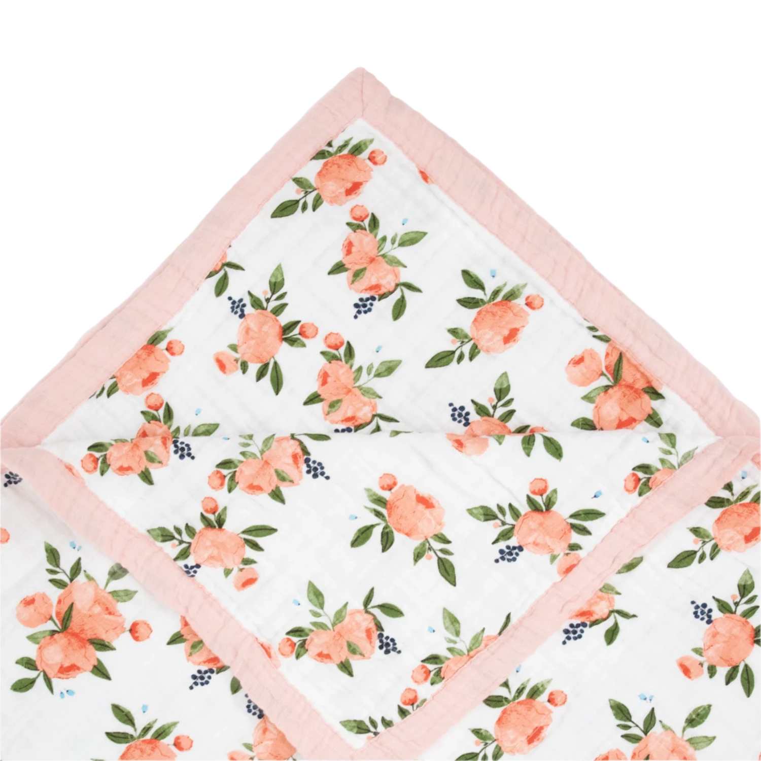 Cotton Muslin Quilted Throw - Watercolor Roses 2 Cotton Muslin Quilted Throw - Watercolor Roses - Image 2