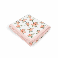 Cotton Muslin Quilted Throw - Watercolor Roses 11 Cotton Muslin Quilted Throw - Watercolor Roses -Tiny Baby Essentials Store UB1714 3