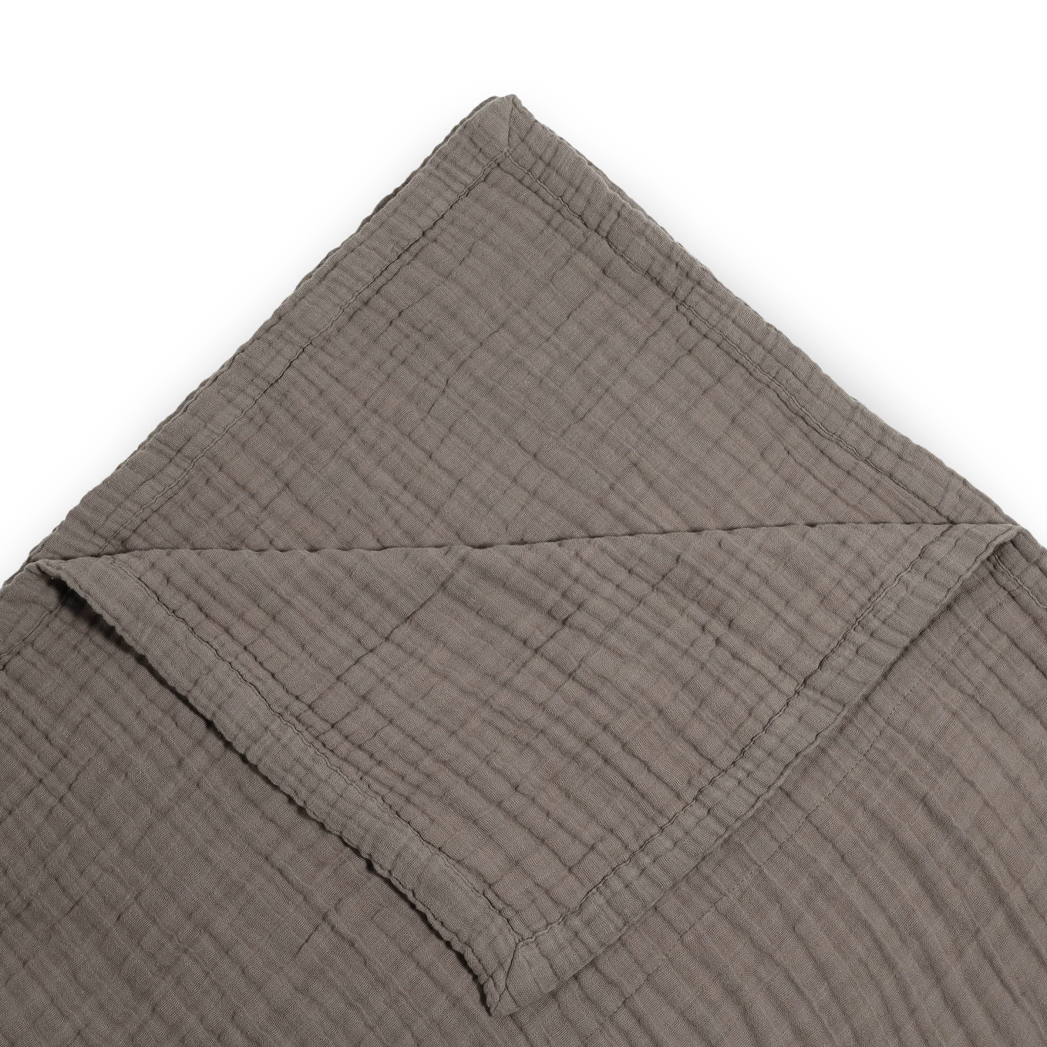 Cotton Muslin Quilted Throw - Mocha 2 Cotton Muslin Quilted Throw - Mocha - Image 2